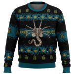 Get Festive with Free Hugs Alien Facehugger Ugly Christmas Sweater