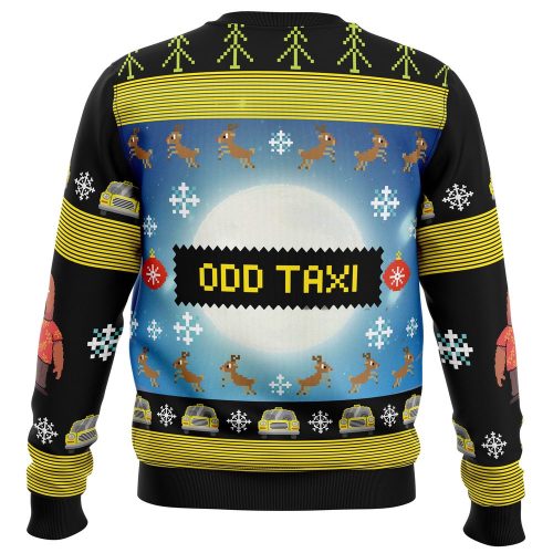 Get Festive with Full Moon Odd Taxi Ugly Christmas Sweater – Limited Edition Fun!