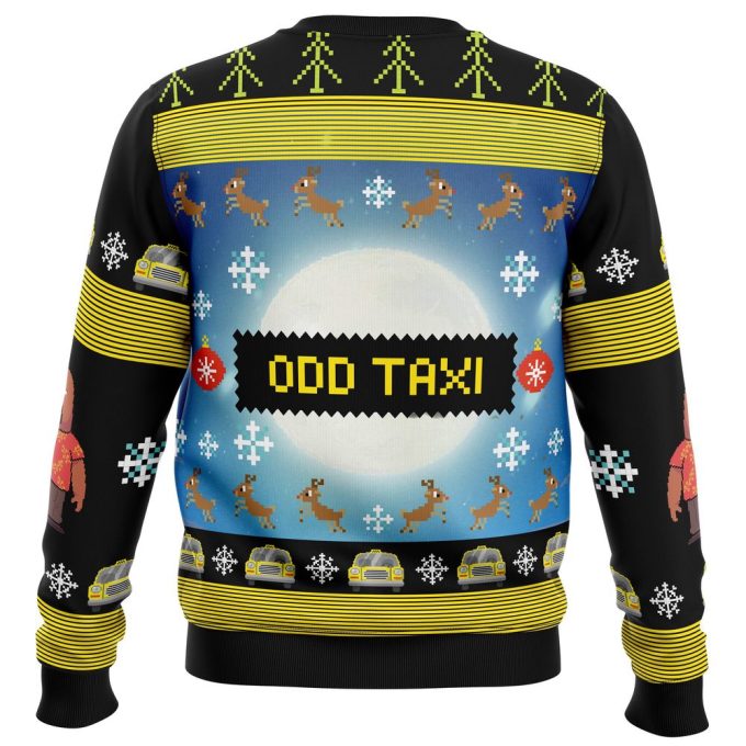 Get Festive with Full Moon Odd Taxi Ugly Christmas Sweater – Limited Edition Fun!