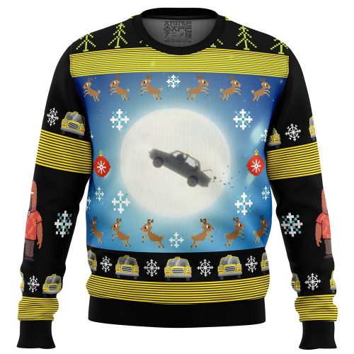 Get Festive with Full Moon Odd Taxi Ugly Christmas Sweater - Limited Edition Fun!