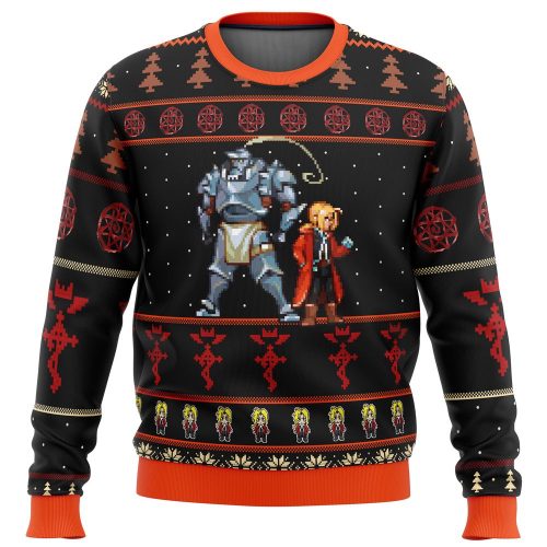 Fullmetal Alchemist Elrics Ugly Christmas Sweater – Festive Anime Sprites Design