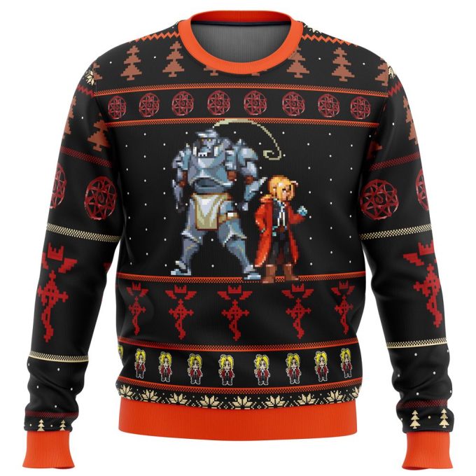 Fullmetal Alchemist Elrics Ugly Christmas Sweater – Festive Anime Sprites Design
