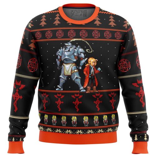 Fullmetal Alchemist Elrics Sprites Ugly Christmas Sweater - Festive Anime-Inspired Apparel