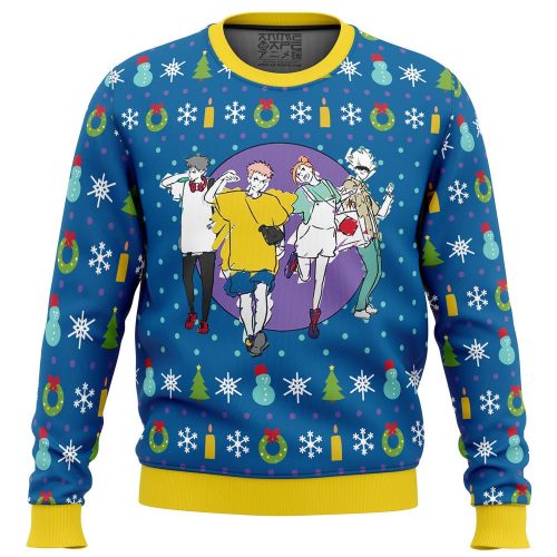 Get Festive with Fun Walk Jujutsu Kaisen Ugly Christmas Sweater – Perfect Holiday Attire!