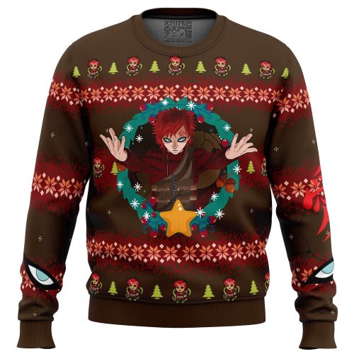 Get Festive with Gaara Naruto Ugly Christmas Sweater – Limited Edition Holiday Apparel