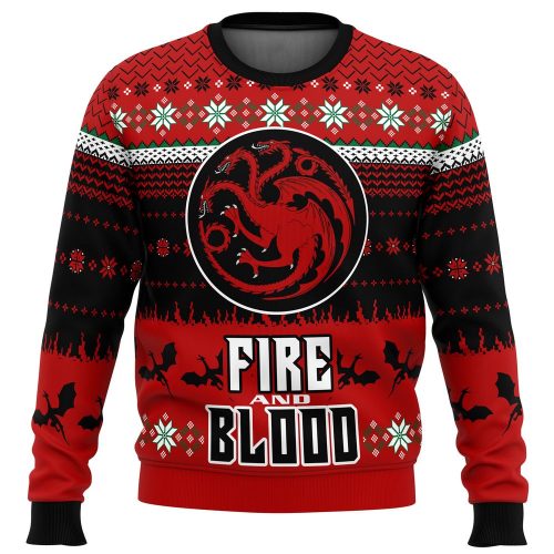 Game of Thrones Fire and Blood Ugly Christmas Sweater – Perfect Holiday Attire for Fans!