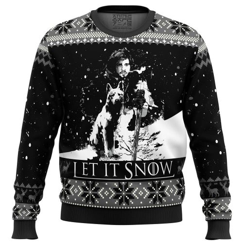 Game of Thrones Let It Snow Black & White Ugly Christmas Sweater: Get Festive with Westeros-inspired Style!