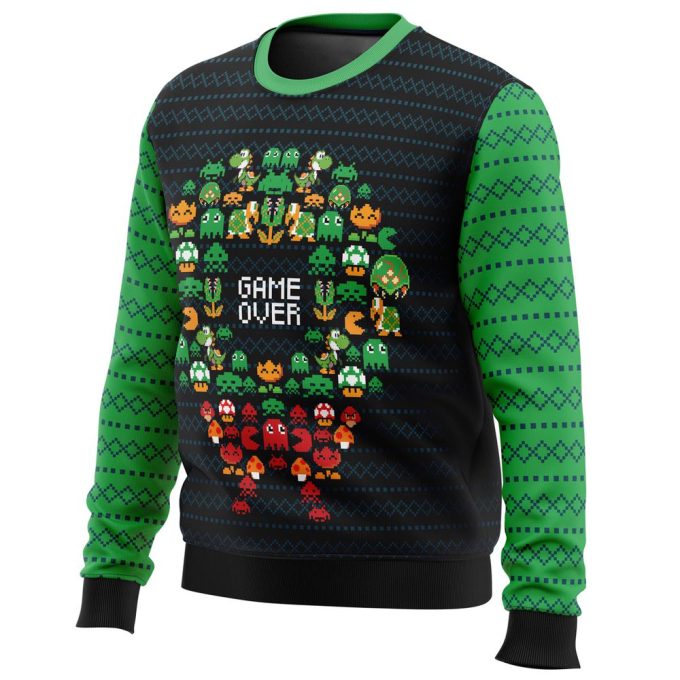Game Over Nintendo Ugly Christmas Sweater – Festive Gamer Holiday Attire
