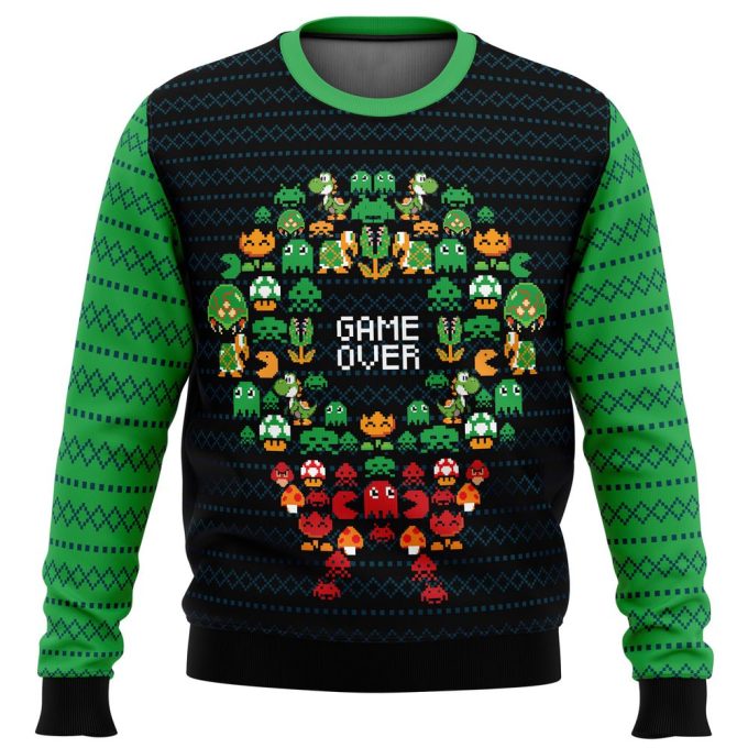 Game Over Nintendo Ugly Christmas Sweater – Festive Gamer Holiday Attire