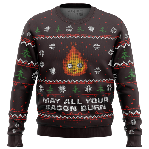 Ghibli Ugly Christmas Sweater: May All Your Bacon Burn! Shop Now