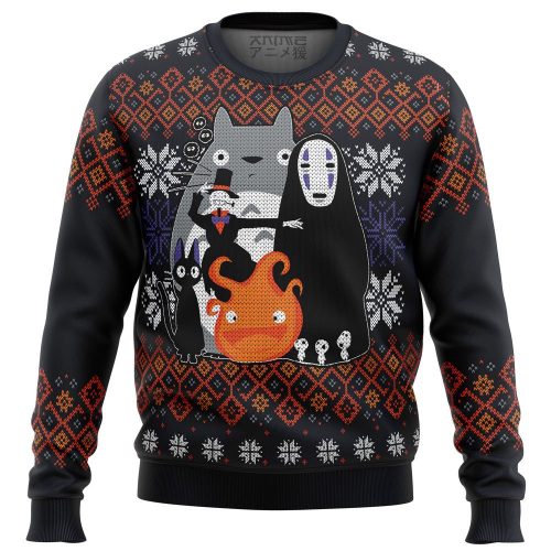 Ghibli Miyazaki Ugly Christmas Sweater: Festive Anime-Inspired Apparel