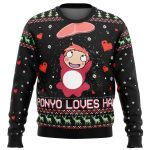 Ghibli Ponyo Loves Ham Ugly Christmas Sweater – Festive Anime-Inspired Apparel