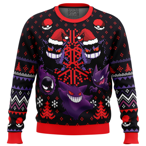 Ghosts Gengar Ghastly Pokemon Ugly Christmas Sweater: Festive & Fun Holiday Attire!