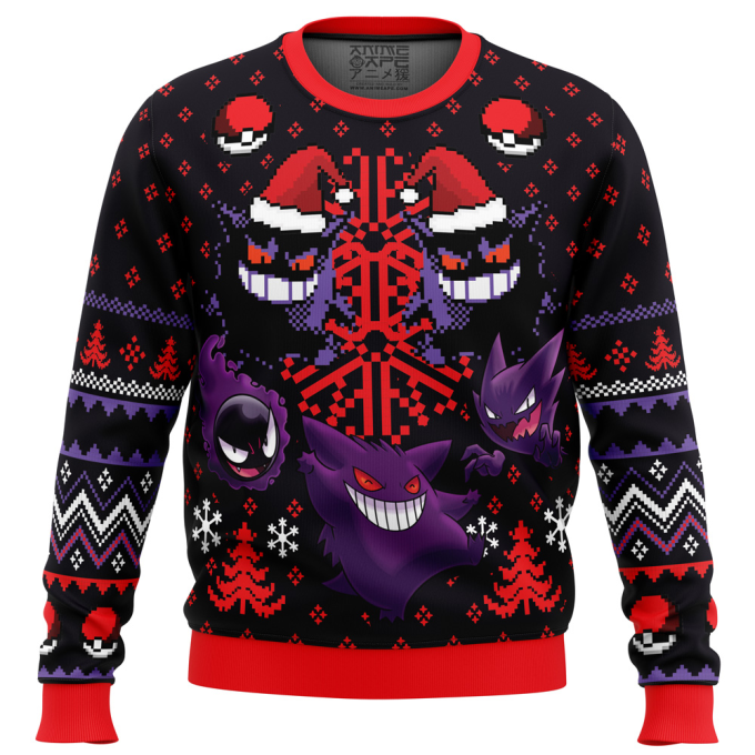 Ghosts Gengar Ghastly Pokemon Ugly Christmas Sweater: Festive & Fun Holiday Attire!