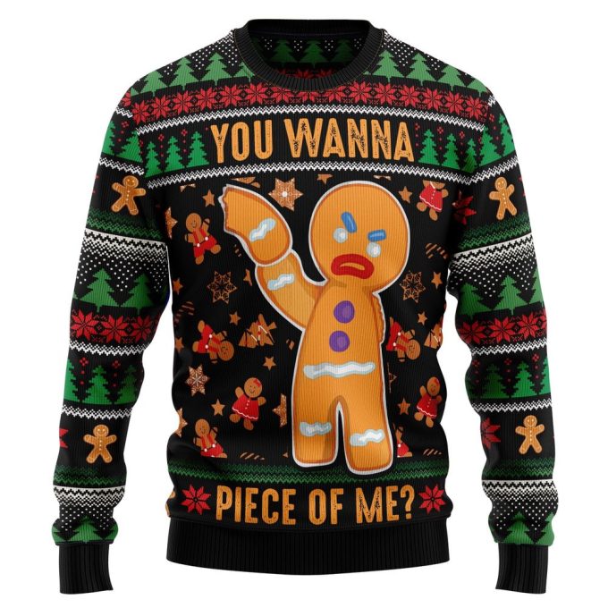 Festive Gingerbread Man Graphic Sweater – Ugly Christmas Sweater for the Holidays