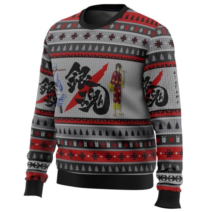 Gintama Shinsuke & Gintoki Ugly Christmas Sweater: Festive Anime-themed Apparel