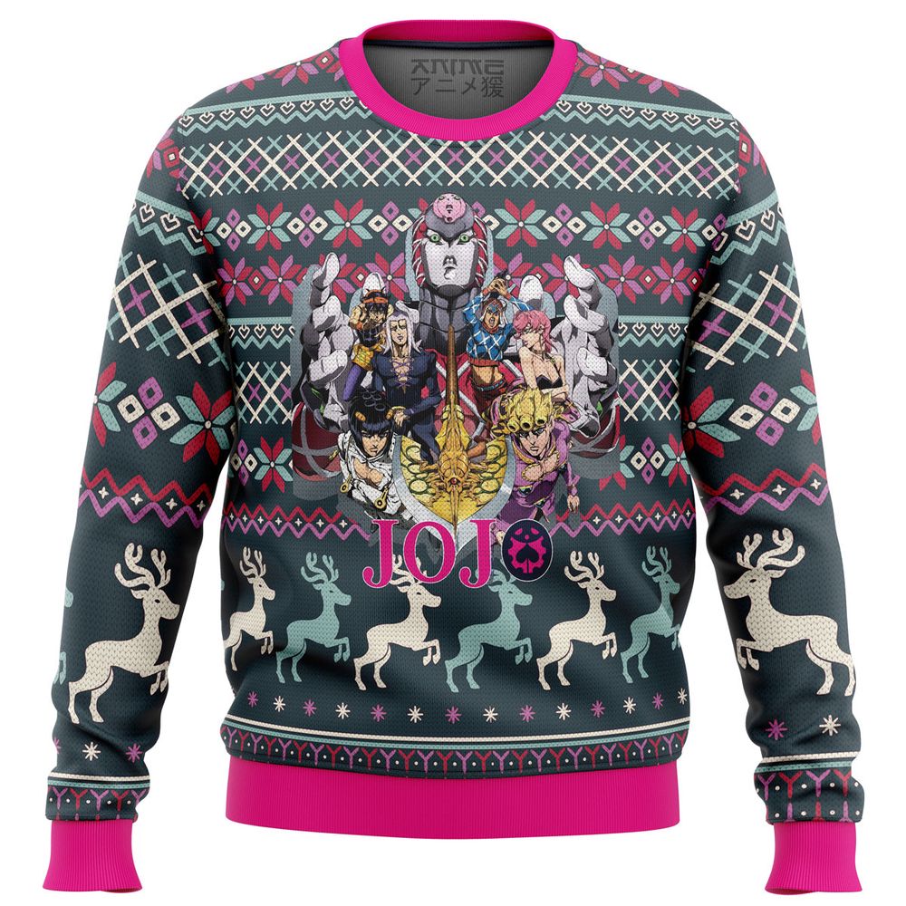 Get Festive with Golden Wind Jojo’s Bizarre Adventure Ugly Christmas Sweater Get Festive with Golden Wind Jojo’s Bizarre Adventure Ugly Christmas Sweater