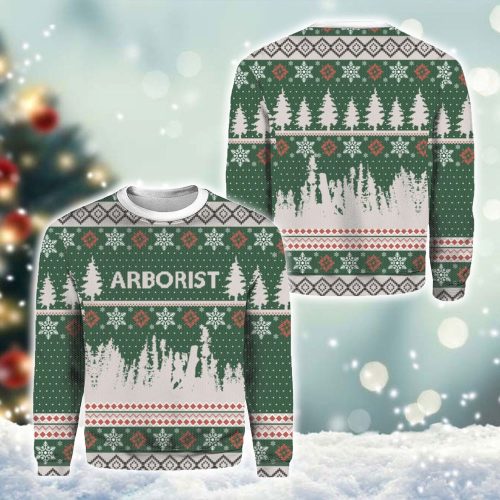 Get Festive with our Green Arborist Christmas Ugly Sweater - Perfect for Tree Lovers!