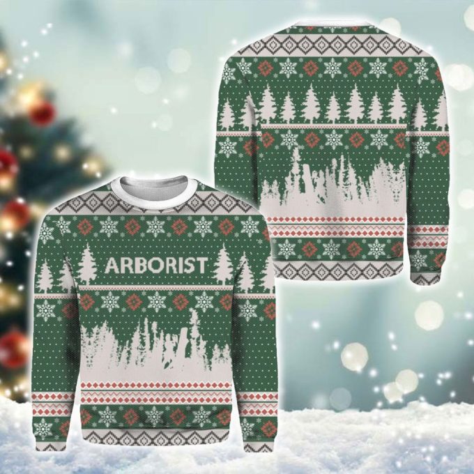 Festive Green Arborist Ugly Christmas Sweater – Perfect Holiday Attire for Tree Lovers!
