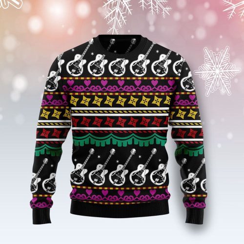 Guitar Christmas Ugly Sweater – Festive Unisex Sweater for a Rockin Holiday Season!