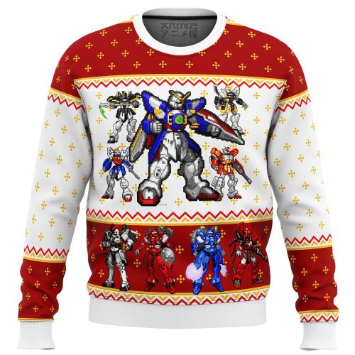 Gundam Wing Sprites Ugly Christmas Sweater: Festive Anime-Inspired Attire