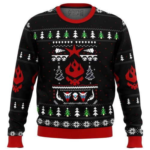 Gurren Lagann Ugly Christmas Sweater with Logo Print – Festive Anime Apparel