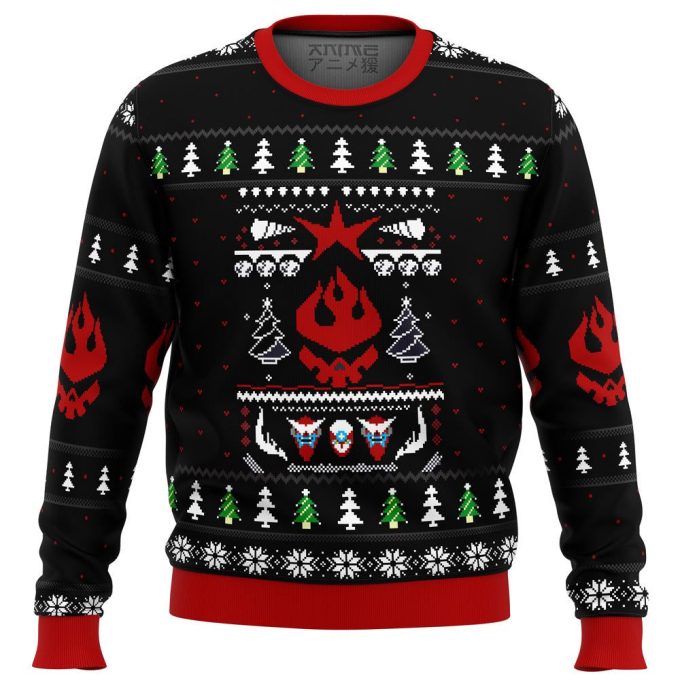 Gurren Lagann Ugly Christmas Sweater with Logo Print – Festive Anime Apparel