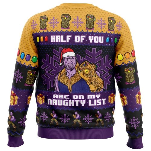 Naughty List Half Thanos Marvel Ugly Christmas Sweater: Festive and Fun!