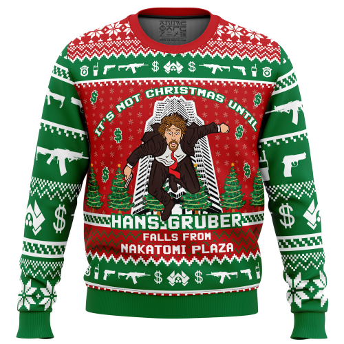 Hans Gruber Fall Nakatomi Plaza Die Hard Ugly Christmas Sweater: Festive & Stylish Holiday Attire