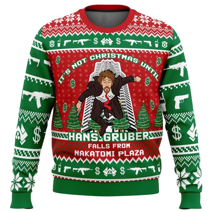 Hans Gruber Fall Nakatomi Plaza Die Hard Ugly Christmas Sweater: Festive & Stylish Holiday Attire