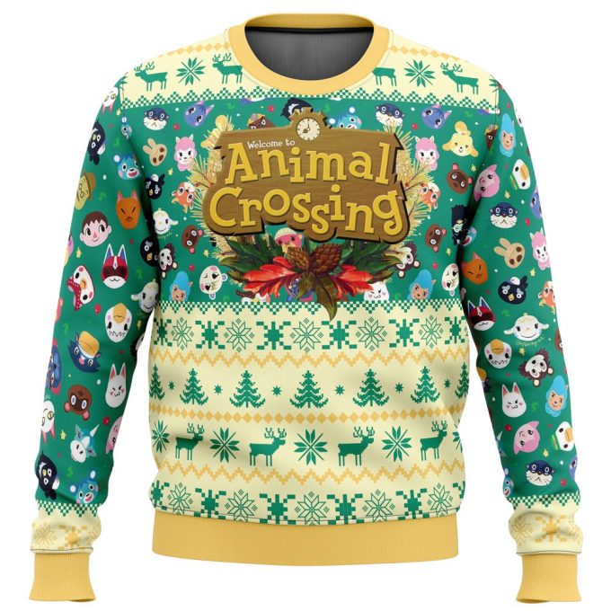 Get Festive with Happy Animal Villagers Ugly Christmas Sweater – Animal Crossing Edition!