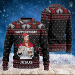 Hilarious Jesus Christmas Sweater – Ugly Funny Knitted Sweater: Happy Birthday Jesus & Xmas