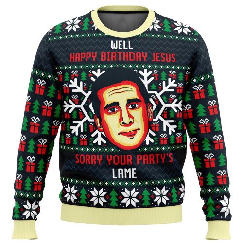 Get Festive with The Office Ugly Christmas Sweater - Happy Birthday Jesus Edition