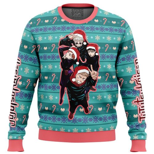Get Festive with Happy Dub Cast Jujutsu Kaisen Ugly Christmas Sweater – Limited Edition!