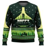 Halo-days Ugly Christmas Sweater: Get Festive with the Happy Halo Design!