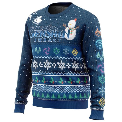 Get Festive with Happy Holidays Genshin Impact Ugly Christmas Sweater!