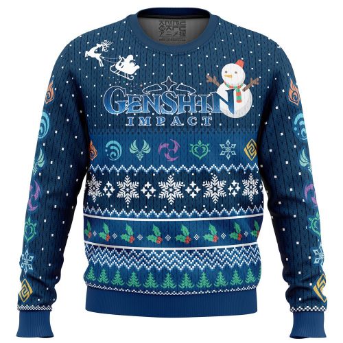 Get Festive with Happy Holidays Genshin Impact Ugly Christmas Sweater!