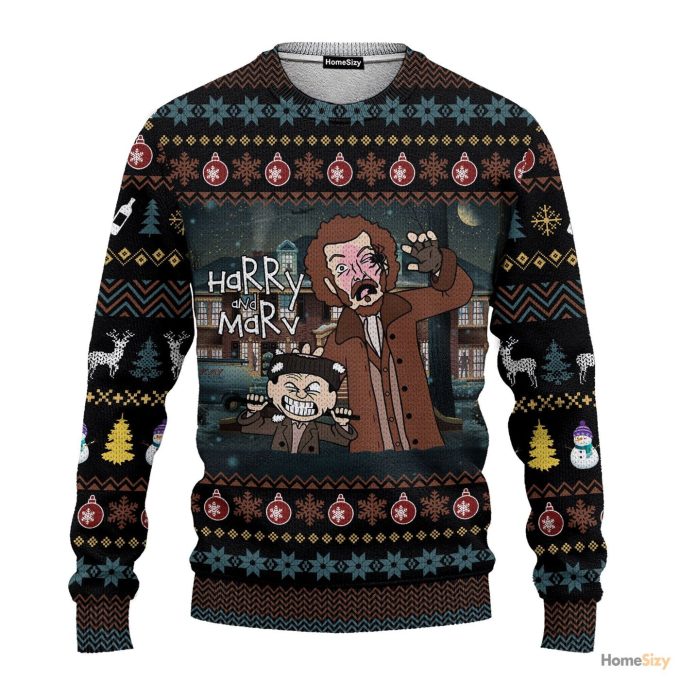 Harry Mary Orange Fox Xmas Pattern Ugly Christmas Sweater For Men And Women