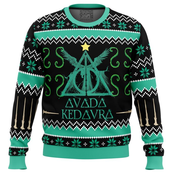 Enchanting Harry Potter Avada Kedavra Ugly Christmas Sweater: Spellbinding Festive Attire