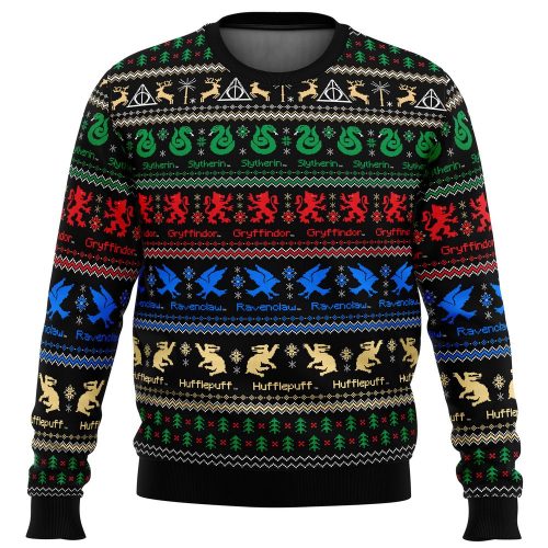 Magically Festive Harry Potter Hogwarts Houses Ugly Christmas Sweater - Perfect for Wizards & Muggles