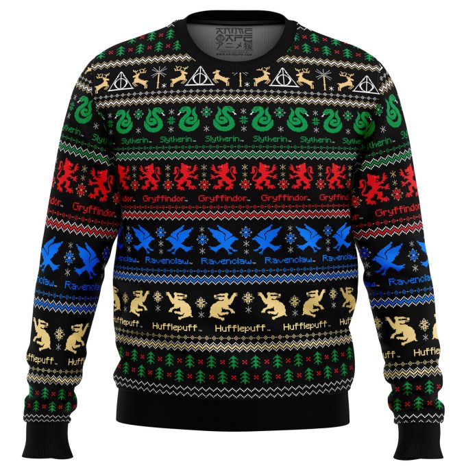 Hogwarts Houses Ugly Christmas Sweater – Harry Potter Fans Festive Delight