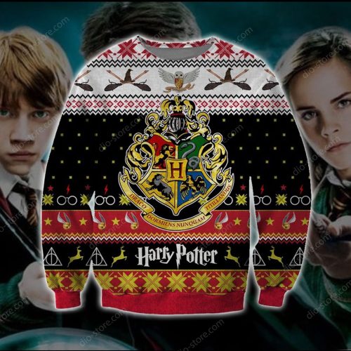 Harry Potter Knitting Pattern For Unisex Ugly Christmas Sweater, All Over Print Sweatshirt