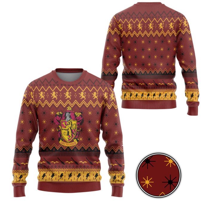 Harry Potter The Movie Gryffindor Holiday Ugly Christmas Custom Ugly Sweater