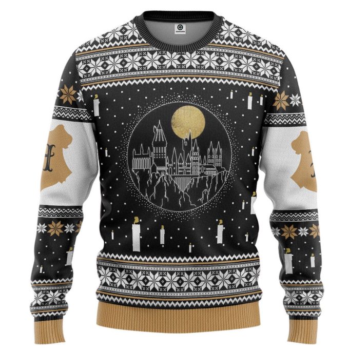 Harry Potter The Movie Hogwarts Castle Candles Ugly Christmas Custom Ugly Sweater