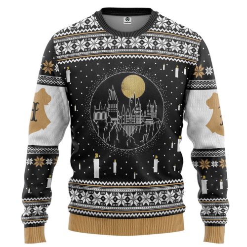 Harry Potter The Movie Hogwarts Castle Candles Ugly Christmas Custom Ugly Sweater