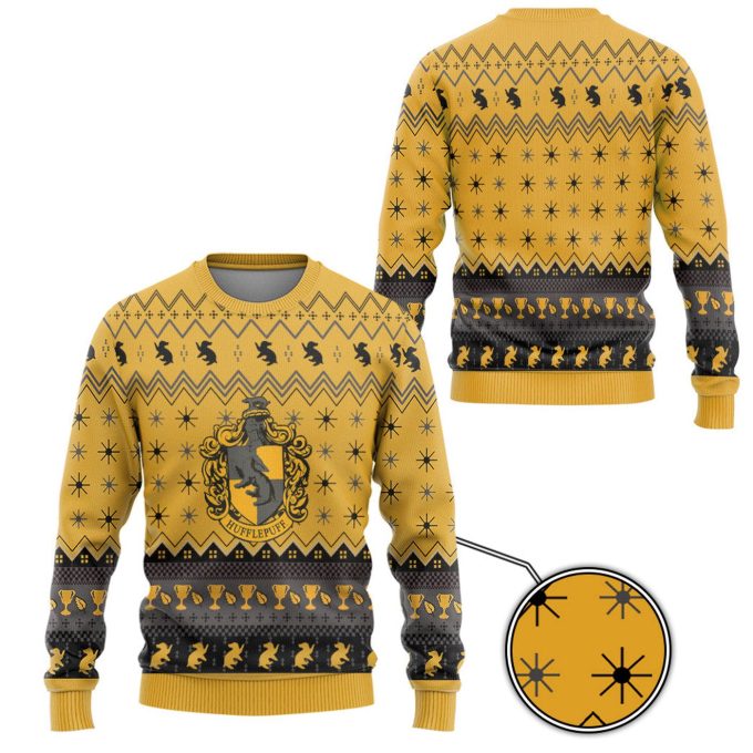 Harry Potter The Movie Hufflepuff Holiday Ugly Christmas Custom Ugly Sweater