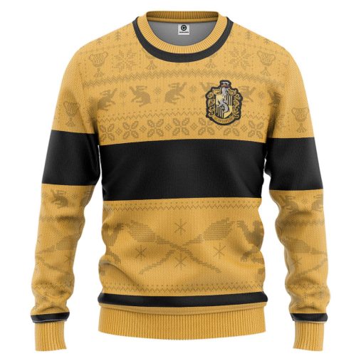 Harry Potter The Movie Hufflepuff Ugly Christmas Edition Custom Ugly Sweater