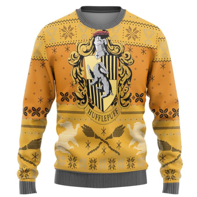 Harry Potter The Movie Hufflepuff Ugly Christmas Ver 2 Custom Ugly Sweater