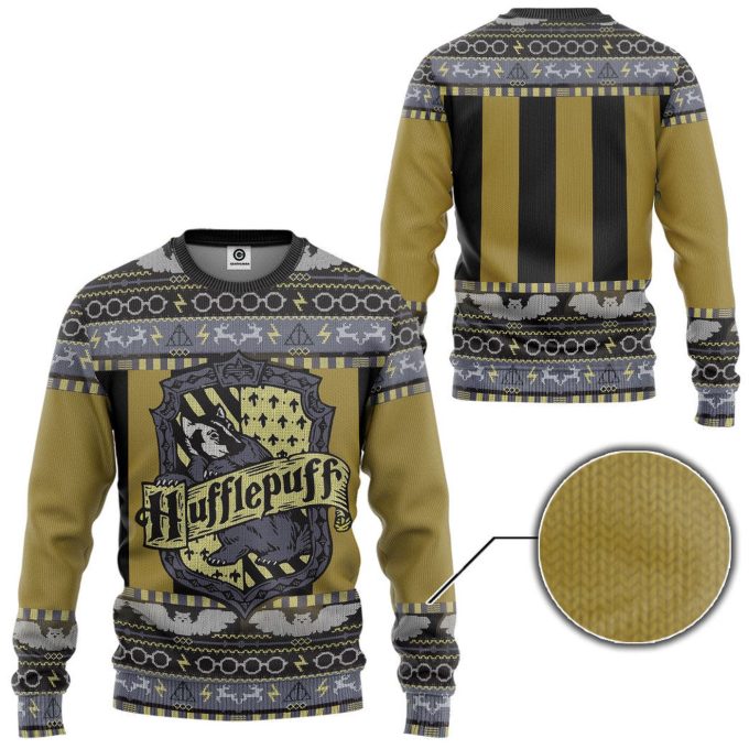 Harry Potter The Movie Hufflepuff Ugly Christmas Ver 3 Custom Ugly Sweater
