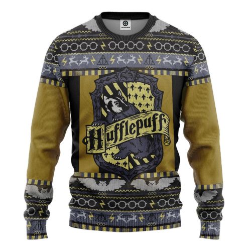 Harry Potter The Movie Hufflepuff Ugly Christmas Ver 3 Custom Ugly Sweater